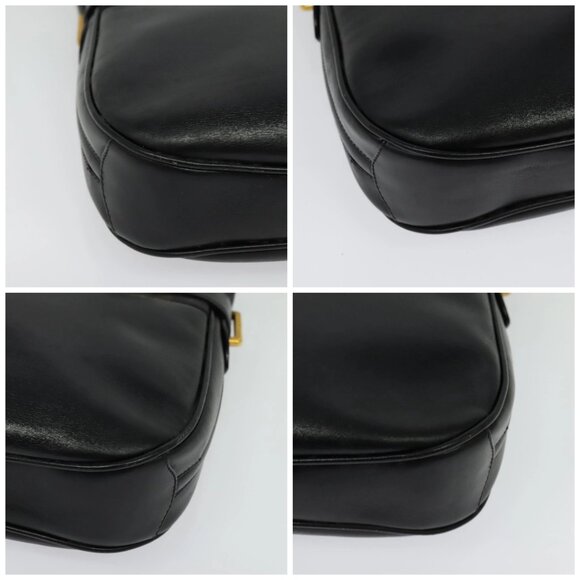 GUCCI Web Sherry Line Shoulder Bag Leather Black Gold 001 406 0552 Auth ep10387 - Picture 14 of 16